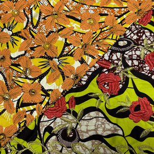 <span class=keywords><strong>2025</strong></span> Thiết Kế Mới Hoa Mô Hình 100% Bông Thêu In Sáp Vải Phi Bất Sáp In Thêu Vải Cho Ăn Mặc - Product Image 4