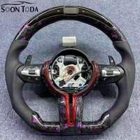 Volant de voiture en cuir et fibre de carbone forgée avec LED pour BMW M3 M4 M5 F80 F82 2014 328i F80 M4 X5 F15 X6 F16 F10 F30 F32 F36 F60