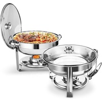 Ensemble de chauffe-plats en acier inoxydable pour buffet, rond, capacité 3,5/5 L, pour restaurants et hôtels