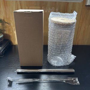 <span class=keywords><strong>600ml</strong></span> 20oz 730ml Rỗng Mason <span class=keywords><strong>Jar</strong></span> rõ ràng miệng rộng xử lý nước giải khát nước trái cây đóng hộp lọ thủy tinh với nắp tre và rơm bán số lượng lớn - Product Image 6