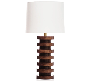 Wood antique nature design with drum linen <b>lampshade</b> for hotel home decor - Product Image 1