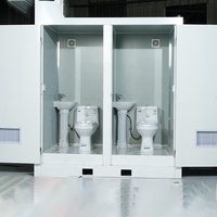 Toilettes mobiles portables à double compartiment, cabine de toilettes publiques extérieure préfabriquée à double poste, en tôle galvanisée, écologique