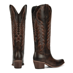 WETKISS-<span class=keywords><strong>Bottes</strong></span> de cowgirl brodées <span class=keywords><strong>western</strong></span> à talon épais, style rétro des années 70, pour femmes, Offre Spéciale - Product Image 4