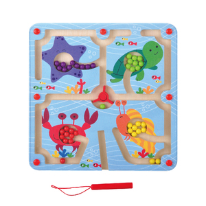 Jeu de puzzle Montessori <span class=keywords><strong>2</strong></span>-en-<span class=keywords><strong>1</strong></span> en bois : <span class=keywords><strong>labyrinthe</strong></span> de perles sur le thème de l'océan et jeu d'échecs volants pour enfants - Product Image 4