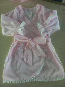 Vestido de Algodón Estilo Vintage para Bebé Niña con Ribete de Encaje y Lazo en la Cintura, Camisón Rosa Suave para Bebés y Niñas Pequeñas - Product Image 4