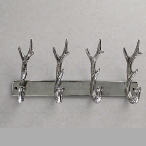 Premium Rustic Metal Wall Mounted <b>Hooks</b> With Deer Antler Design 4-Piece Set For Clothing Storage Organisation - Product Image 1