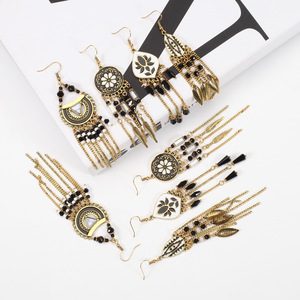 ต่างหูห้อยสไตล์โบฮีเมียนสำหรับผู้หญิงดีไซน์ขนนกชุบทองเครื่องประดับสำหรับงานเลี้ยงต่างหูแฟชั่นแบบห้อย - Product Image 1