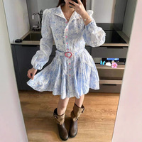 Collection Printemps 2025 – Robe Courte Élégante en Satin à Motifs Floraux, Décontractée, Boutonnage Simple, Bordure en Dentelle, Impression Numérique, Coupe Trapèze, Idéale pour les Fêtes
