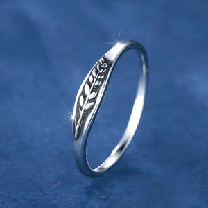 Anillo Minimalista con Textura de Trigo en Relieve, Joyería de Moda Simple para Uso Diario, para Mujer - Product Image 6