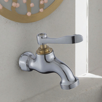 Robinet de lavabo moderne à poignée unique en laiton chromé, à ouverture rapide, mural, installation facile, pour machine à laver