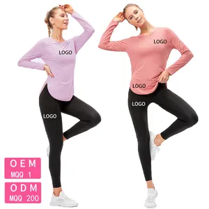 Tùy chỉnh-thực hiện OEM logo trên chống UV SPF50 + khô nhanh chóng phát ban bảo vệ phụ nữ dài tay áo thể thao t Áo sơ mi Workout Tops đối với phụ nữ