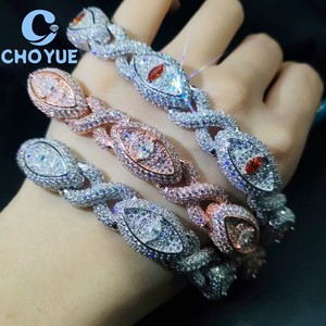 Fashion S925 Silver Moissanite Cuban Bracelet Iced Out Evil Eyes <b>Infinity</b> Design Pass Diamond Tester Hip Hop Jewelry for Men - Product Image 3
