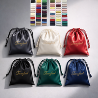 Sacs à cordon en satin personnalisés avec logo pour extensions de cheveux et perruques, sacs en satin de soie noirs de qualité supérieure pour perruques