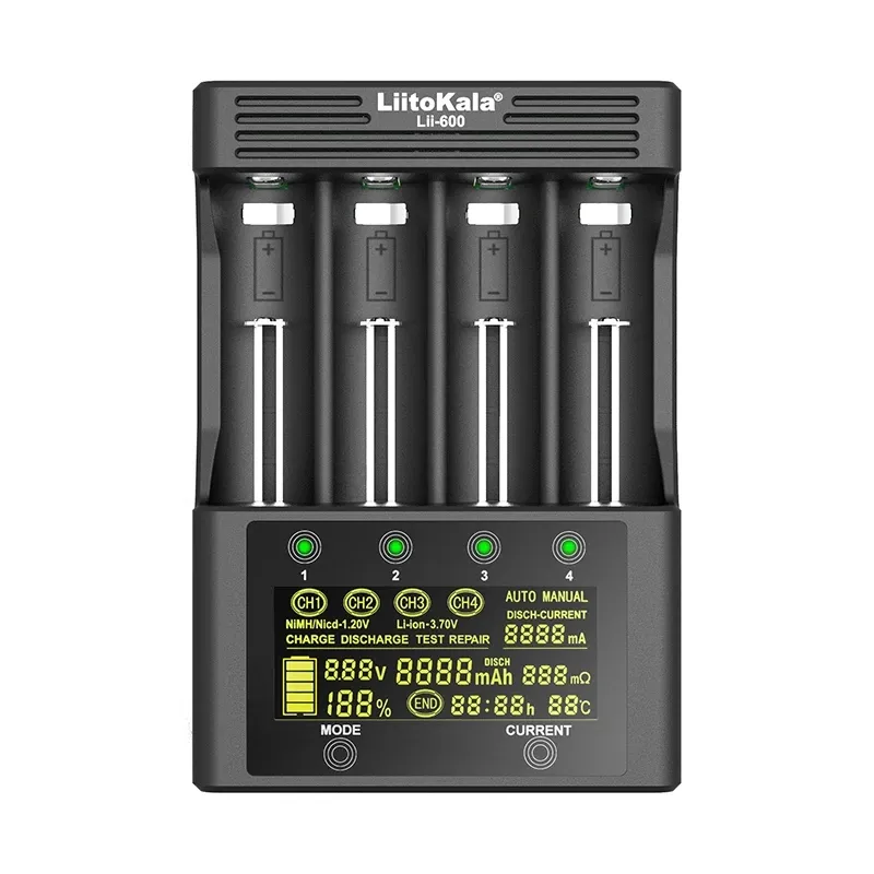 LiitoKala Lii-600เครื่องชาร์จแบตเตอรี่สำหรับแบตเตอรี่ Li-Ion 3.7V และ NiMH 1.2V เหมาะสำหรับแบตเตอรี่18650 26650 21700 26700 AA AAA