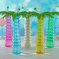 Offre Spéciale personnalisé drôle de boire cocotier arbre en plastique neige fondue cour longues tasses 500ml avec paille