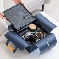Ensemble de théière de voyage d'extérieur avec poignée, 1 théière, 4 tasses, 1 pot de rangement pour accessoires de camping