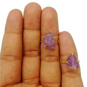 Anillo de plata de ley 92,5 con gema de amatista Natural, esmalte de oro rugoso, Gema india de fabricación al por mayor - Product Image 3