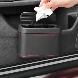 Gran venta de nuevo cubo de basura para coche, Cubo de almacenamiento colgante lateral para puerta, Mini caja de almacenamiento, cubo de basura para coche con tapa - Product Image 1