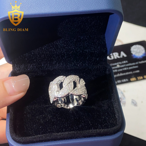Trong Kho 925 Sterling Silver Bạc Moissanite Nhẫn Gra Chứng Nhận Iced Ra Moissanite Hip Hop Phong Cách Trang Sức Nhẫn Vượt Qua Kim Cương Thử Nghiệm - Product Image 3