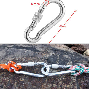 Mosquetón de acero inoxidable, paquete de 10 ganchos de seguridad con cierre para escalada, montañismo al aire libre, conexión y aseguramiento de equipos - Product Image 5