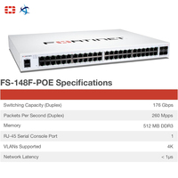 Switch Administrado Gigabit FortiSwitch 148F POE de 48 Puertos, 370W de Potencia Total, Gestión de Red L2 Plus para Empresas