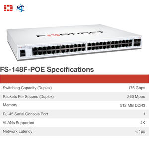 Commutateur géré Gigabit <span class=keywords><strong>FortiSwitch</strong></span> 148F POE 48 ports, puissance totale de 370 W, gestion réseau L2 Plus pour les entreprises - Product Image 3