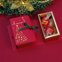 Boîte cadeau de Noël magnétique, boîte d'emballage en carton pliable pour chocolats, cadeaux de fête, boîte à bonbons de Noël rouge avec rubans