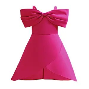 Girls summer bow strap skirt princess dress performance birthday Dresses 2 To 10 Years Old With Big Bows