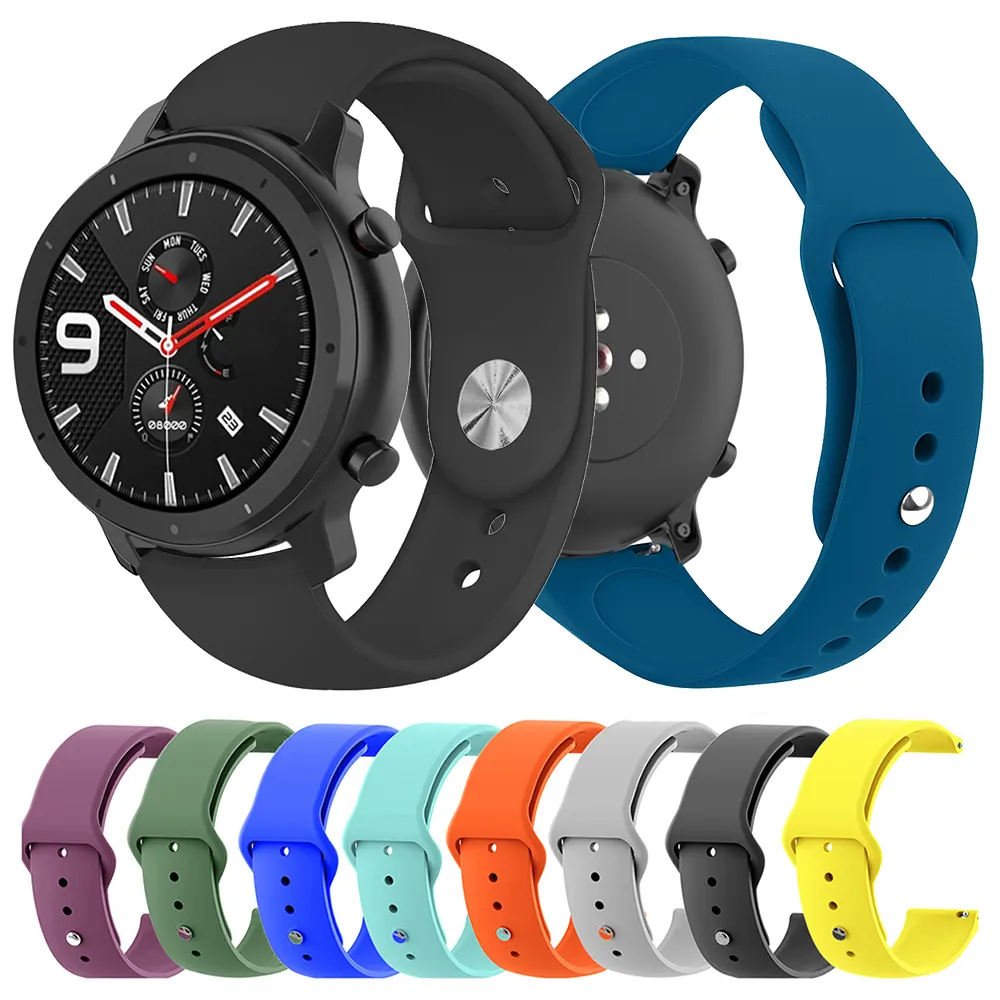 20mm 22mm Watch Band For Xiaomi Huami Amazfit GTR 42mm 47mm Pace Stratos 3 2 2S Silicone Watch Strap