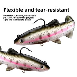 Appât souple artificiel pour la pêche à la truite, équipement de pêche, hameçon bionique en acier inoxydable avec tête de plomb, 12cm/15cm, pour la pêche en eau douce, lac, ruisseau - Product Image 1