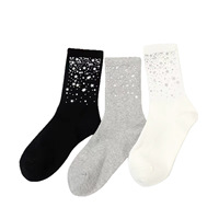 Chaussettes courtes en coton respirantes et absorbantes, tricotées avec des gemmes de diamant brillantes et colorées, pour l'été, noir et blanc
