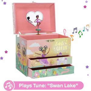 Caja <span class=keywords><strong>de</strong></span> Música y Joyero Jakos para Niñas, 2 Cajones, Diseño Lindo <span class=keywords><strong>de</strong></span> Pequeña Reina Bailarina, <span class=keywords><strong>Lago</strong></span> <span class=keywords><strong>de</strong></span> <span class=keywords><strong>los</strong></span> <span class=keywords><strong>Cisnes</strong></span>, Rosa, 6.75x5.25x6 Pulgadas - Product Image 3