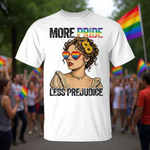 Más orgullo, menos prejuicios, mes del orgullo LGBT, camiseta del orgullo gay y lésbico - Product Image 3