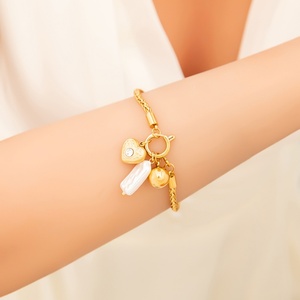 High-End 18k Gold Plated Stainless Steel Women's Jewelry <b>Charm</b> Bracelet Pendant Accessory Color-Preserving Trendy Anniversary - Product Image 4