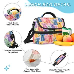 Colorful Koala Print Polyester Children School Portable Lunch <b>Box</b> Double Decker Custom Logo Kids Insulated Lunch Bag - Product Image 6