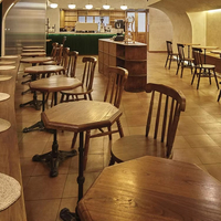 Meubles de table de restaurant de style antique en bois de chêne massif d'épaisseur petit dessus de table octogonal pour restaurant