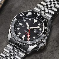 Montre automatique NH34 avec mouvement GMT, montre de plongée, logo personnalisé, montre mécanique en acier inoxydable pour hommes