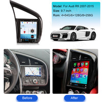 Écran tactile 9,7 pouces 256 Go pour Audi R8 2007-2015, système de navigation GPS pour voiture, autoradio, lecteur multimédia, enregistreur radio, lecteur DVD, Carplay