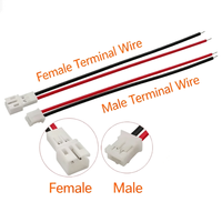 Kabel Terminal Konektor Udara PH2.0mm 2Pin Male Female, Kabel Jumper Panjang Kustom untuk Sambungan Sirkuit PCB LED Baterai