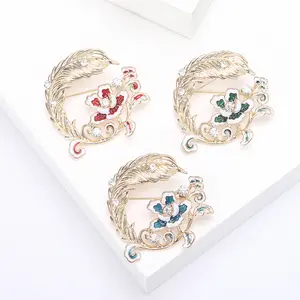 Japanese and Korean creative high-grade enamel drop oil feather Flower brooch suit coat accessory pin