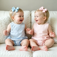 Ensemble de couches brodé à volants pour bébé fille, ensemble tablier à volants en vichy tissé pour tout-petite, tenue d'été pour bébé fille