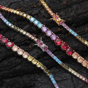 Collar de tenis de aleación de cobre con circonitas y cristales de hielo, estilo hip hop, color rojo <span class=keywords><strong>granada</strong></span>, sencillo, para mujer, ideal para fiestas de verano. - Product Image 3