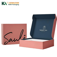Boîte d'expédition rose poudré avec logo personnalisé, intérieur imprimé, emballage de luxe pour cosmétiques et soins de la peau, coffret cadeau de marque par KAKA