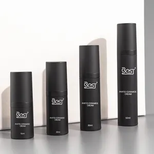 Flacone di shampoo in plastica nera cosmetica da uomo bottiglia di plastica sottile da 15ml da 30ml bottiglia di plastica per fondotinta cosmetica maschile con tappo pompa a spruzzo