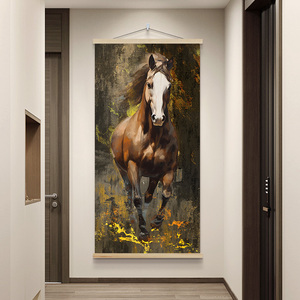 Caballo corriendo porche lienzo pintura cristal porcelana pintura caballo sala de estar murales moderno lujo pasillo colgante imagen - Product Image 5