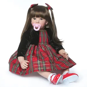Bigs 60cm 6-9 mois taille Reborn enfant en bas âge fille poupée bébé poupée jouets renaître avec des cheveux longs réaliste bébé poupées 100% fait à la main