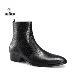 Men's Boots Rubber Sole Office Dress Boots High Quality Buckle Strap Genuine Leather Shoes Men