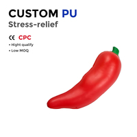 Jouets Squishy Personnalisés en PU Piment Rouge, à Remontée Lente, Anti-Stress, Jouets Sensoriels à Presser pour Enfants et Adultes