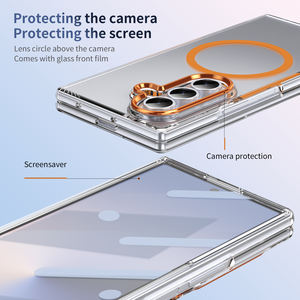 Étui en PC rigide transparent pour Samsung Galaxy Z Fold <span class=keywords><strong>Flip</strong></span> 7 6 5 <span class=keywords><strong>4</strong></span> <span class=keywords><strong>3</strong></span>, <span class=keywords><strong>compatible</strong></span> magnétique avec anneau de caméra en aluminium, <span class=keywords><strong>compatible</strong></span> avec Huawei Xiaomi - Product Image 5