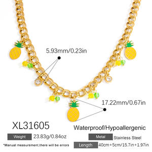 Collana in acciaio inossidabile con clavicola in oro reale 18k con ciondolo in stile rurale da donna SongYi - Product Image 2